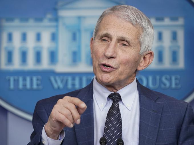 Dr. Anthony Fauci, director of the National Institute of Allergy and Infectious Diseases, speaks during the daily briefing at the White House in Washington, Wednesday, Dec. 1, 2021