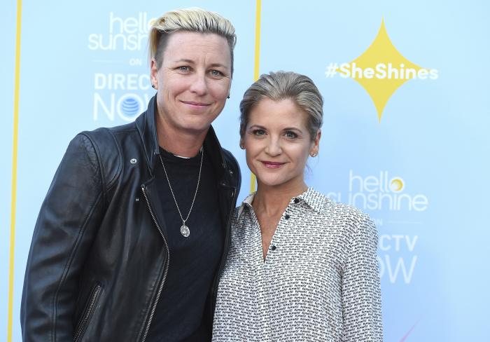 Abby Wambach, left, and Glennon Doyle appear at the Hello Sunshine Video on Demand channel launch in Los Angeles.