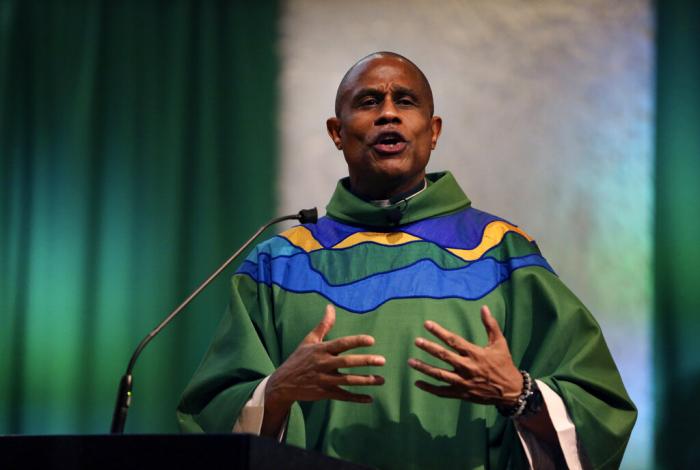 The Rev. Bryan Massingale gives a sermon.