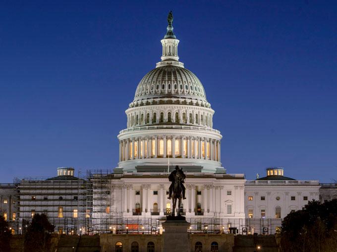 The U.S. Capitol building is seen before sunrise on Capitol Hill in Washington, Monday, March. 21, 2022