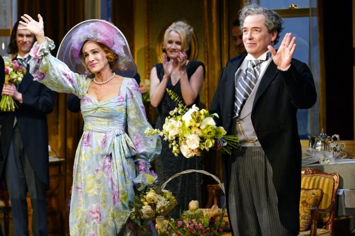 Sarah Jessica Parker and Matthew Broderick appear at the curtain call following the opening night performance of Neil Simon's "Plaza Suite" on Broadway at the Hudson Theatre.