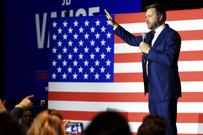 Republican Senate candidate JD Vance speaks to his supporters during an election night watch party, Tuesday, May 3, 2022, in Cincinnati.