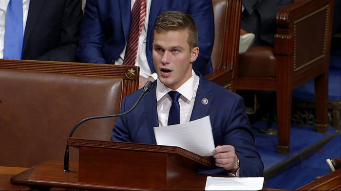 Rep. Madison Cawthorn, R-N.C., speaks at the U.S. Capitol, Jan. 7, 2021.