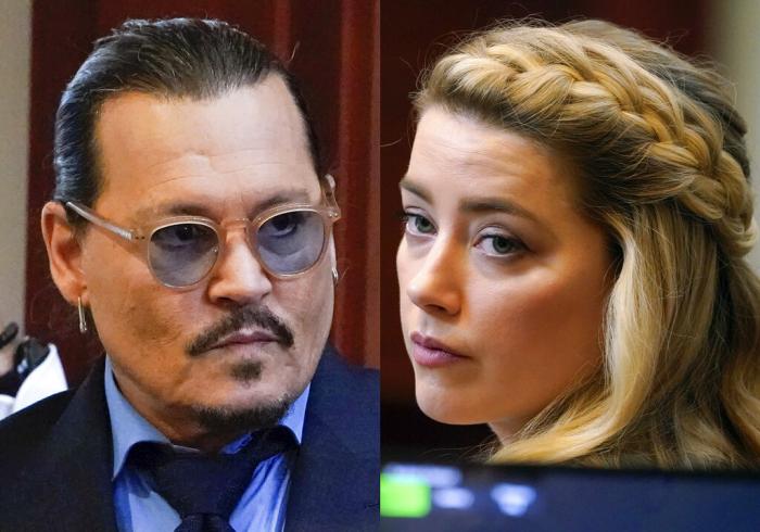  Johnny Depp, left, and Amber Heard in the courtroom for closing arguments at the Fairfax County Circuit Courthouse in Fairfax, Va.