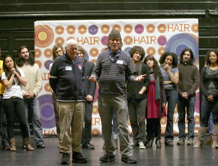  Hair creators Galt Macdermot, left, and James Rado appear during a photo call for the upcoming Broadway production of "HAIR: The American Tribal Love-Rock Musical," on Jan. 30, 2009 in New York.