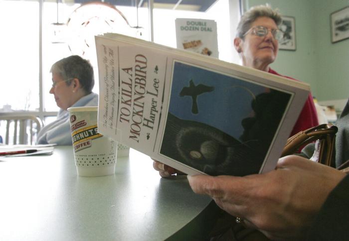  "To Kill a Mockingbird" book is displayed at a lunch counter on March 6, 2006, in Fresno, Calif. On Friday, Aug. 25, 2022 