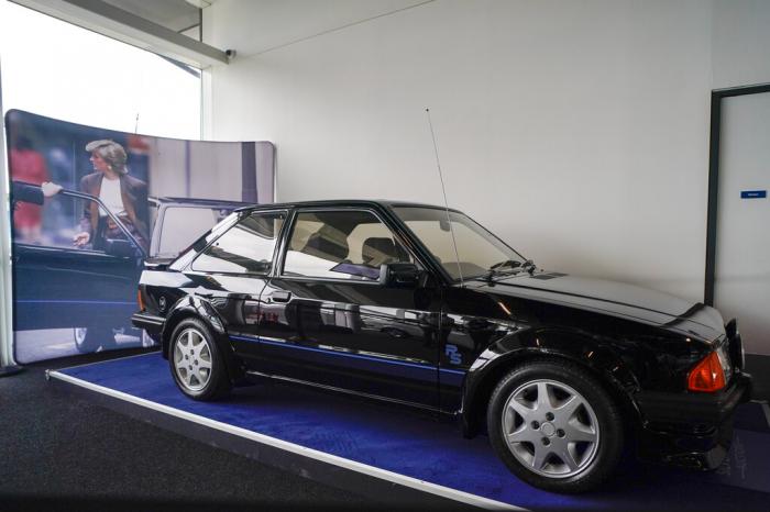 The Ford Escort RS Turbo Series 1, that belonged to the late Diana, Princess of Wales, is seen during a preview of an auction at Silverstone circuit, in Northamptonshire, England.