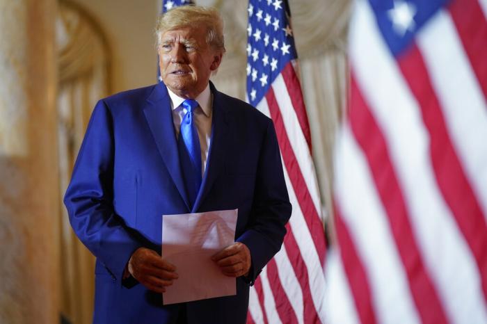 Former President Donald Trump arrives to speak at Mar-a-lago on Election Day, Nov. 8, 2022, in Palm Beach, Fla.