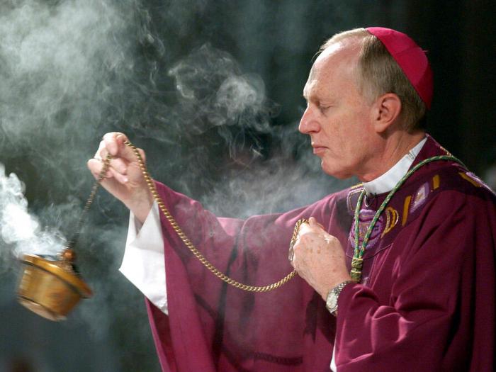 Bishop Howard Hubbard swings incense during an Ash Wednesday communion service at the Cathedral of the Immaculate Conception on Feb. 25, 2004, in Albany, N.Y. 