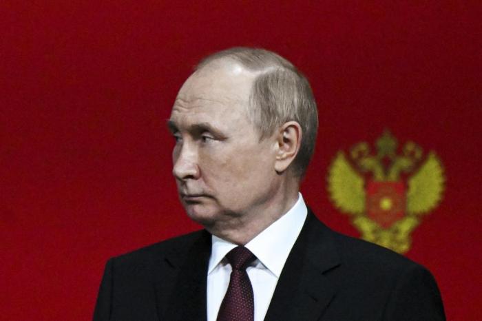 Russian President Vladimir Putin delivers his speech at a ceremony to mark the 75th anniversary of Russian Federal Medical-Biological Agency in Moscow, Russia, Wednesday, Nov. 9, 2022. 