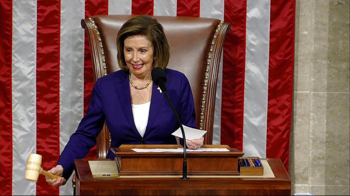 House Speaker Nancy Pelosi of Calif., announces final passage of the bill with protections for same-sex marriages, on the House Floor on Thursday, Dec. 8, 2022, in Washington.