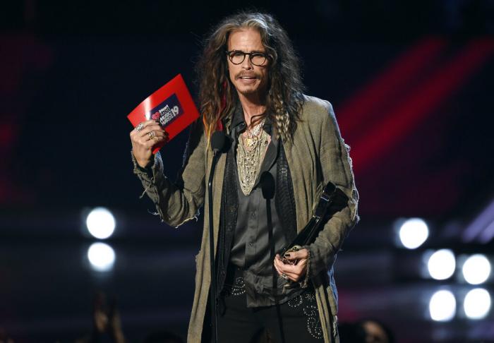 Steven Tyler presents the award for song of the year at the iHeartRadio Music Awards on Thursday, March 14, 2019, at the Microsoft Theater in Los Angeles. 