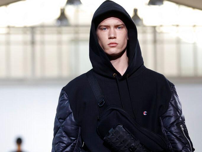 A model wears a creation as part of the Junya Watanabe menswear Fall-Winter 2023-24 collection presented in Paris, Friday, Jan. 20, 2023. (AP Photo/Lewis Joly)