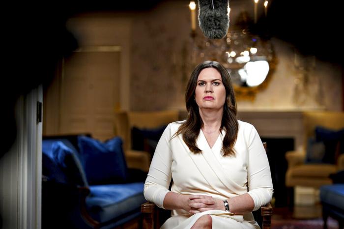 Gov. Sarah Huckabee Sanders, R-Ark., waits to deliver the Republican response to President Biden's State of the Union address. 