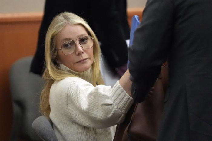 Actor Gwyneth Paltrow looks on before leaving the courtroom on March 21, 2023, in Park City, Utah. 