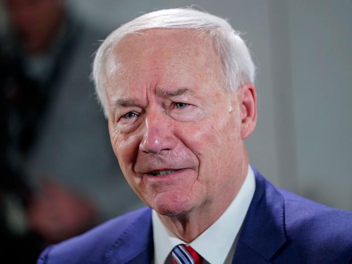  Arkansas Gov. Asa Hutchinson speaks during an interview with the Associated Press, Dec. 13, 2022 in Washington