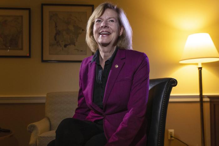 Sen. Tammy Baldwin, D-Wis., poses for a portrait after an interview Dec. 6, 2022, on Capitol Hill in Washington.
