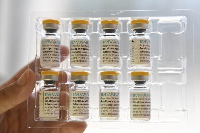 A health professional shows doses of Monkeypox vaccines at the Edison municipal vaccination centre in Paris Wednesday July 27, 2022.