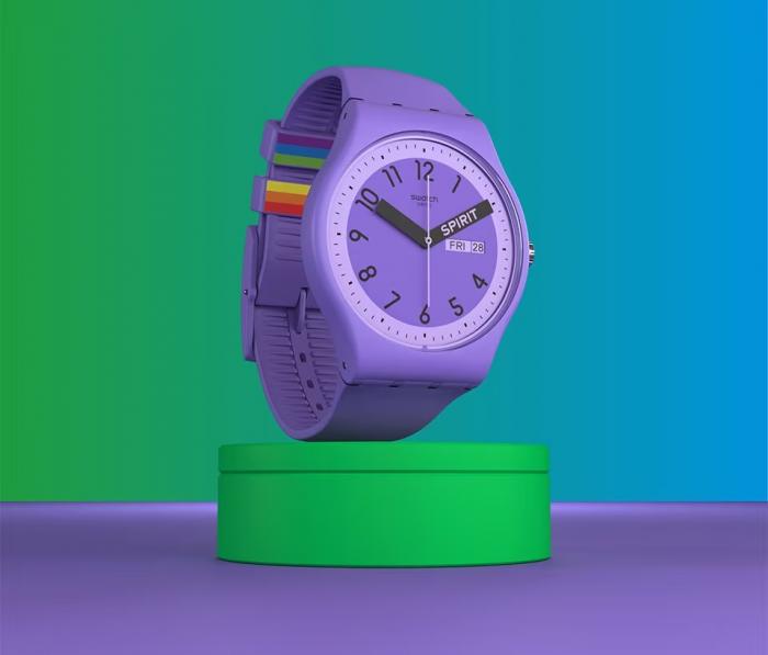 One of Swatch's watches from its Pride Collection