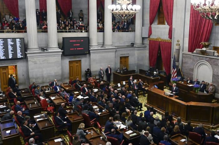 Tennessee Gov. Bill Lee delivers his State of the State address in the House Chamber, Jan. 31, 2022, in Nashville, Tenn.