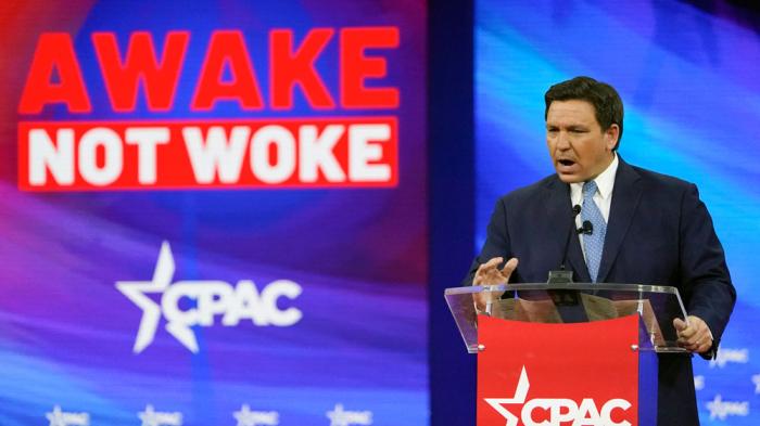  Florida Gov. Ron DeSantis speaks at the Conservative Political Action Conference (CPAC) Feb. 24, 2022, in Orlando, Fla. (AP Photo/John Raoux, File)