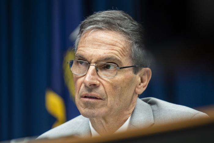Sen. Fred Mills asks a question to members of The Louisiana Department of Children and Family Services during a hearing at the Louisiana State Capitol on Aug. 8, 2022, in Baton Rouge, La.