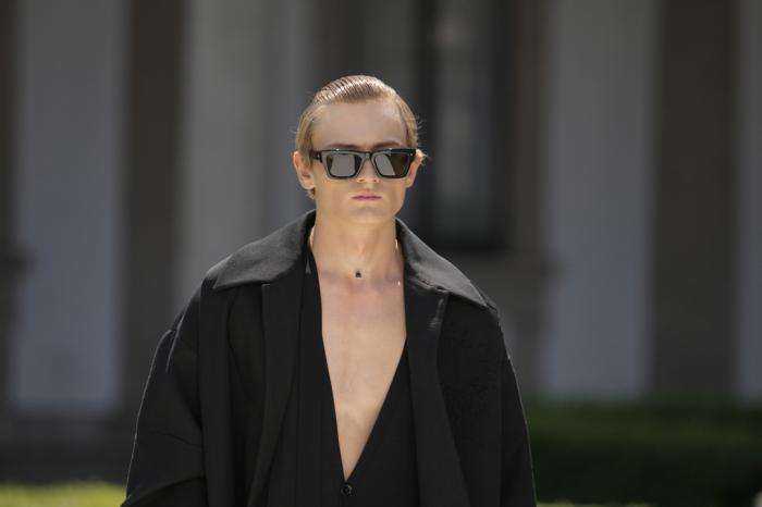 A model wears a creation as part of the Valentino men's Spring Summer 2024 collection presented in Milan, Italy, Friday, June 16, 2023.