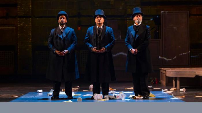 Joshua David Robinson, Firdous Bamji, and Steven Skybell in "The Lehman Trilogy"