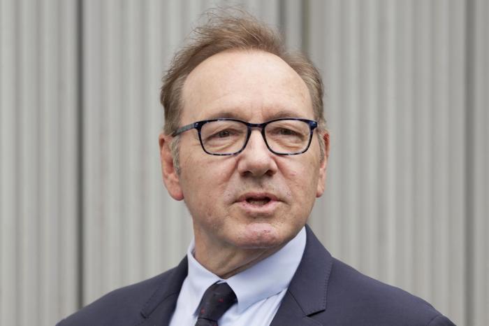 Actor Kevin Spacey arrives at Southwark Crown Court in London, Friday, July 14, 2023.