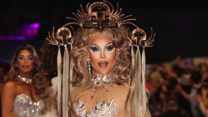 Envy Peru walks the runway during the official opening ceremony of RuPaul's DragCon UK at ExCel on January 06, 2023 in London, England. (Photo by Lia Toby/Getty Images)