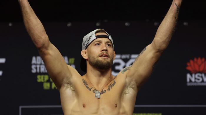 Charles Radtke of United States poses during the ceremonial weigh in for UFC 293 at Qudos Bank Arena on September 08, 2023 in Sydney, Australia. (Photo by Mark Evans/Getty Images)
