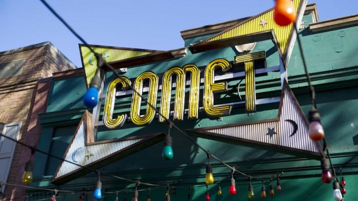In this Dec. 5, 2016 file photo, the front door of Comet Ping Pong pizza shop in Washington<br>