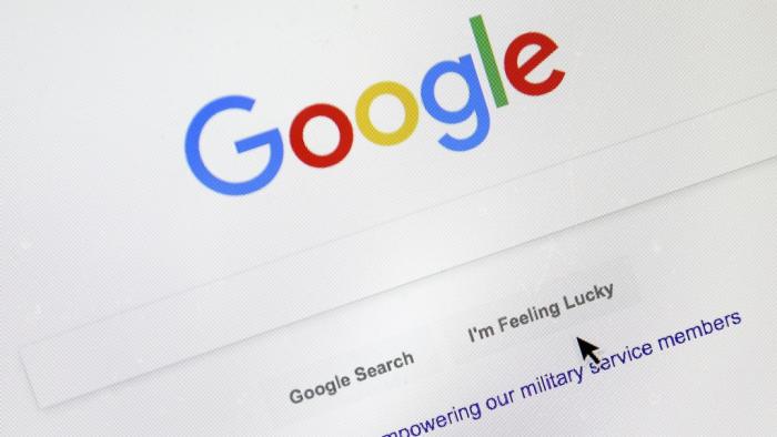 A cursor moves over Google's search engine page, in Portland, Ore., on Aug. 28, 2018. Your Google search history for 2023 has arrived.