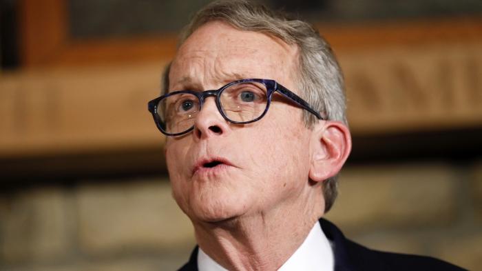 Mike DeWine speaks, Jan. 14, 2019, in Cedarville, Ohio.