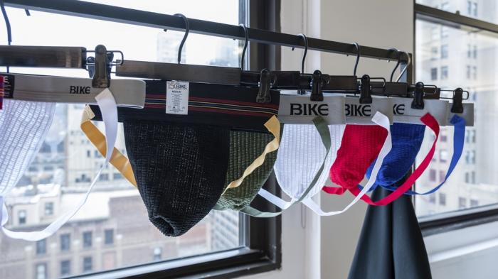 This image released by BIKE Athletic shows a collection of jockstraps in New York on March 6, 2024. 