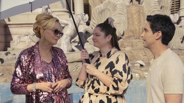 From left to right: Jean Smart, Megan Stalter, and Paul W. Downs in a scene from "Hacks."