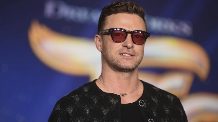 Justin Timberlake arrives at the premiere of "Trolls Band Together" on Wednesday, Nov. 15, 2023, at the TCL Chinese Theatre in Los Angeles. 