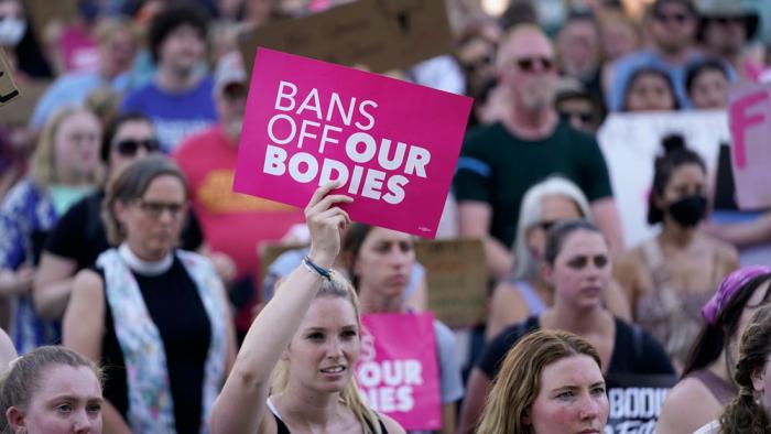  Abortion-rights protesters cheer at a rally following the United States Supreme Court's decision to overturn Roe v. Wade, federally protected right to abortion, outside the state capitol in Lansing, Mich., June 24, 2022. Voters in several states have used the citizen initiative process to protect access to abortion and other reproductive rights in the two years since the U.S. Supreme Court overturned a nationwide right to abortion. (AP Photo/Paul Sancya)