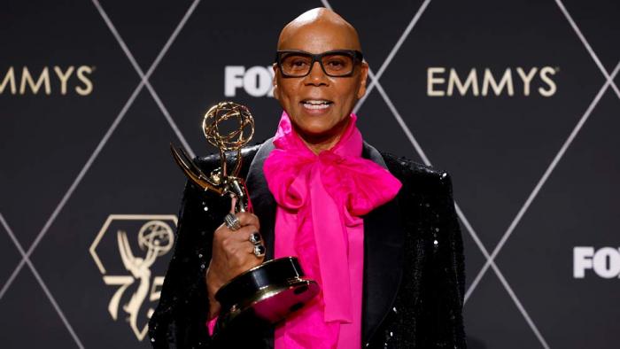 RuPaul, winner of Outstanding Reality TV Competition for "RuPaul's Drag Race," poses in the press room during the 75th Primetime Emmy Awards at Peacock Theater on January 15, 2024 in Los Angeles, California. (Photo by Frazer Harrison/Getty Images)