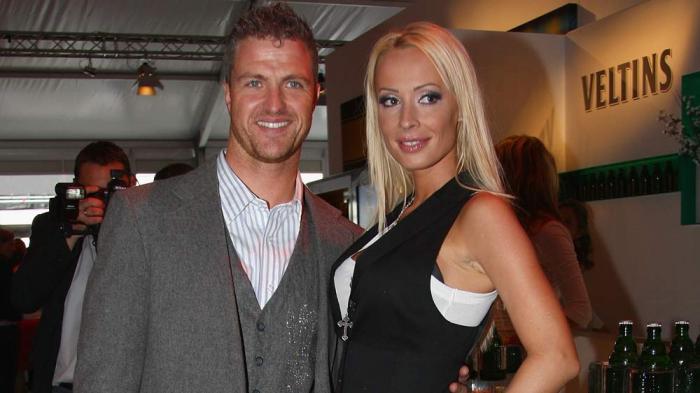 Ralf Schumacher and Cora Schumacher attend the Mercedes Benz Fashion week spring/summer 2009 ready-to-wear fashion show of Sisi Wasabi on July 17, 2008 in Berlin, Germany. (Photo by Andreas Rentz/Getty Images)