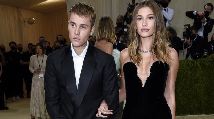 Justin Bieber, left, and Hailey Bieber attend The Metropolitan Museum of Art's Costume Institute benefit gala on Sept. 13, 2021, in New York.