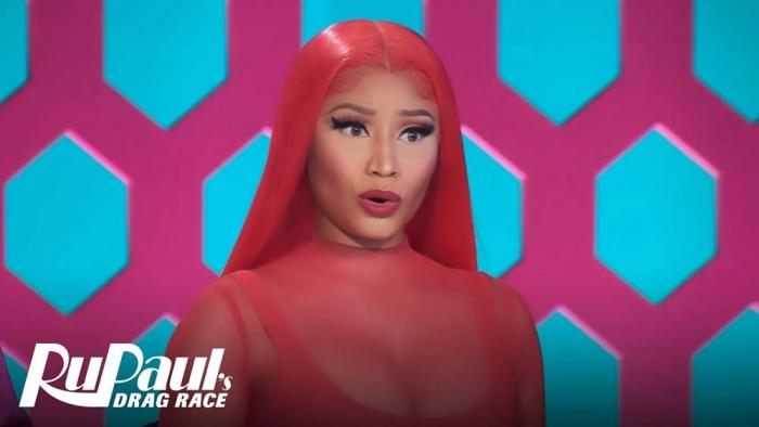 Nicki Minaj appearing as a guest on "RuPaul's Drag Race" in 2022