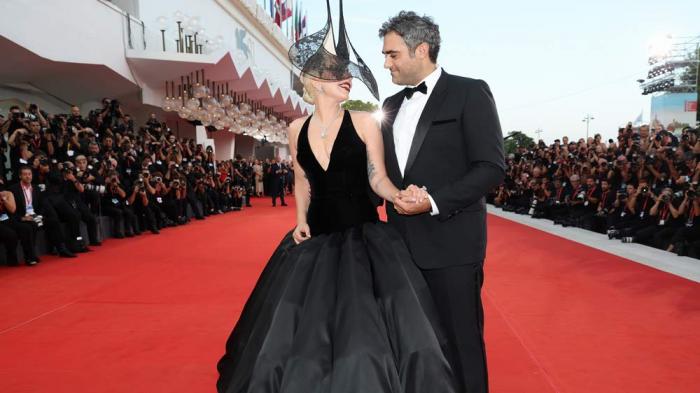 Lady Gaga and Michael Polansky attend the "Joker: Folie à Deux" red carpet during the 81st Venice International Film Festival at Sala Grande on September 04, 2024 in Venice, Italy. (Photo by Pascal Le Segretain/Getty Images)