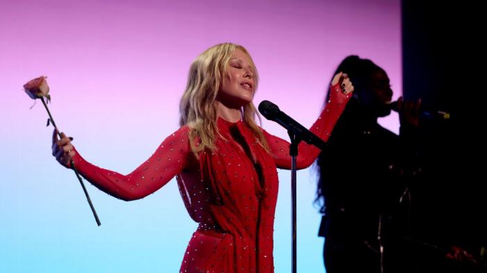 Kylie Minogue performs at the Summer Gala by Gala One at Golf Club Saint-Tropez on July 23, 2024 in Gassin, France.