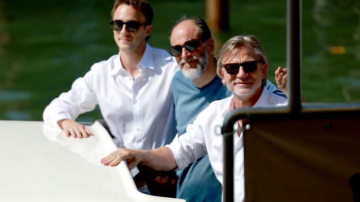 Drew Starkey, Luca Guadagnino, and Daniel Craig are seen at Palazzo del Casino during the 81st Venice International Film Festival on September 03, 2024 in Venice, Italy. (Photo by Matt Winkelmeyer/Getty Images)