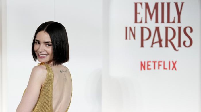 Actress Lily Collins arrives at the premiere of "Emily in Paris", in Rome, Tuesday, Sept. 10, 2024. 