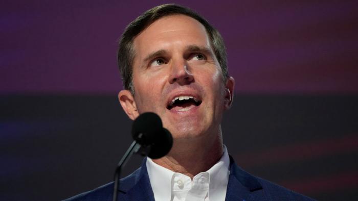 Kentucky Gov. Andy Beshear speaks during the first day of Democratic National Convention, Monday, Aug. 19, 2024, in Chicago