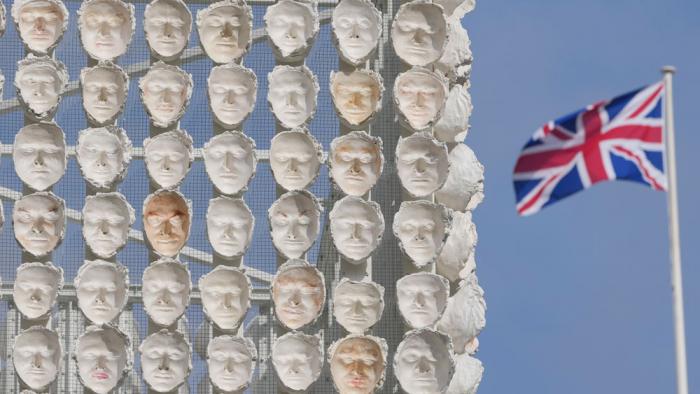 An artwork "Mil Veces un Instante (A Thousand Times in an Instant)" created by Mexican artist Teresa Margolles is placed for the Fourth Plinth, marking 25 years of the ground-breaking commissioning programme for public art at Trafalgar Square, in London, Wednesday, Sept. 18, 2024