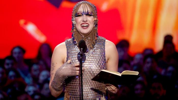 Chappell Roan accepts the Best New Artist award on stage during the 2024 MTV Video Music Awards at UBS Arena on September 11, 2024 in Elmont, New York.