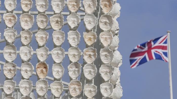 An artwork "Mil Veces un Instante (A Thousand Times in an Instant)" created by Mexican artist Teresa Margolles is placed for the Fourth Plinth, marking 25 years of the ground-breaking commissioning programme for public art at Trafalgar Square, in London, Wednesday, Sept. 18, 2024. 